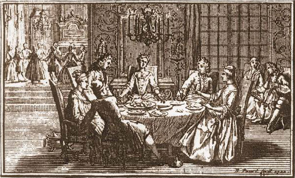 contredanse dans un salon baroque, divertissement musical